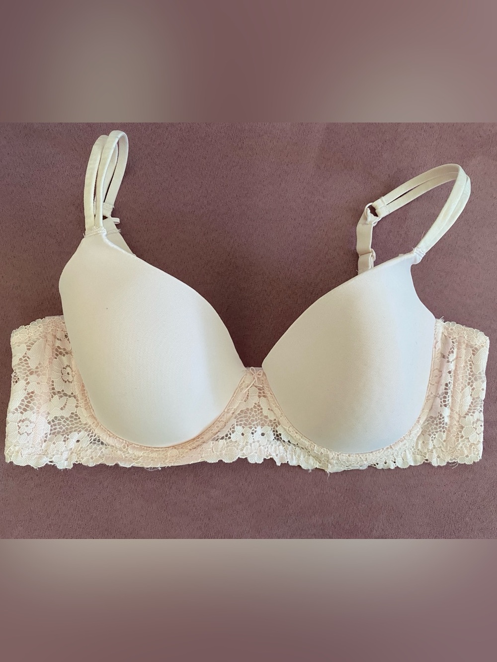 No Boundaries Blush Pink Nude Lace Push Up Tee Shirt Bra - Size 40C